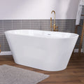 55 Inch Acrylic Freestanding Bathtub Contemporary Soaking White Tub With Overflow And Pop Up Drain Gloss White Gloss White Oval Bathroom Freestanding Tubs Polished Less Than 59 In Contemporary,Modern Soaking Center Fiberglass Acrylic