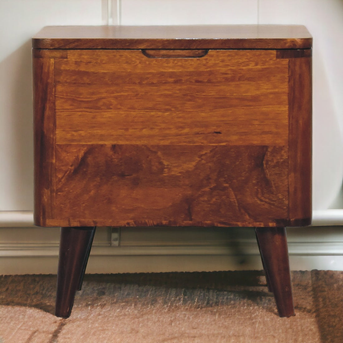 Solid Wood Chestnut Lid Up Storage Stool Brown Brown Bedroom Rectangular Contemporary Storage Mango Flip Top Solid Wood