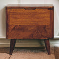 Solid Wood Chestnut Lid Up Storage Stool Brown Brown Bedroom Rectangular Contemporary Storage Mango Flip Top Solid Wood