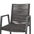 Outdoor Modern Aluminum Dining Chair With Rope Seat Set Of 2 , Gray And Dark Gray Dark Grey Aluminium