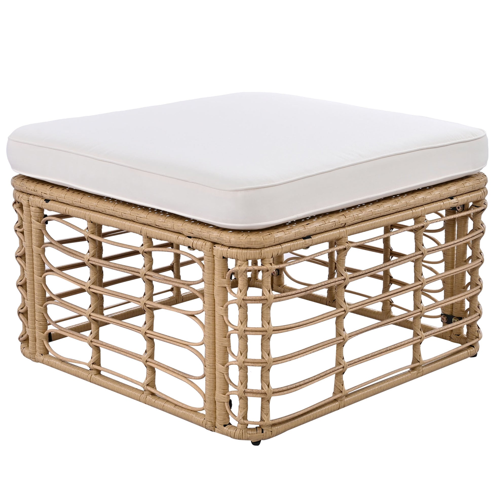 7 Pieces Outdoor Patio Furniture, All Weather Rattan Sectional Sofa Set With Thick Cushions And Pillows, Freely Combined Conversation Sets For Garden, Backyard, Balcony, Beige Yes Complete Patio Set Beige Seats 6 Garden & Outdoor Complete Patio Sets Foam