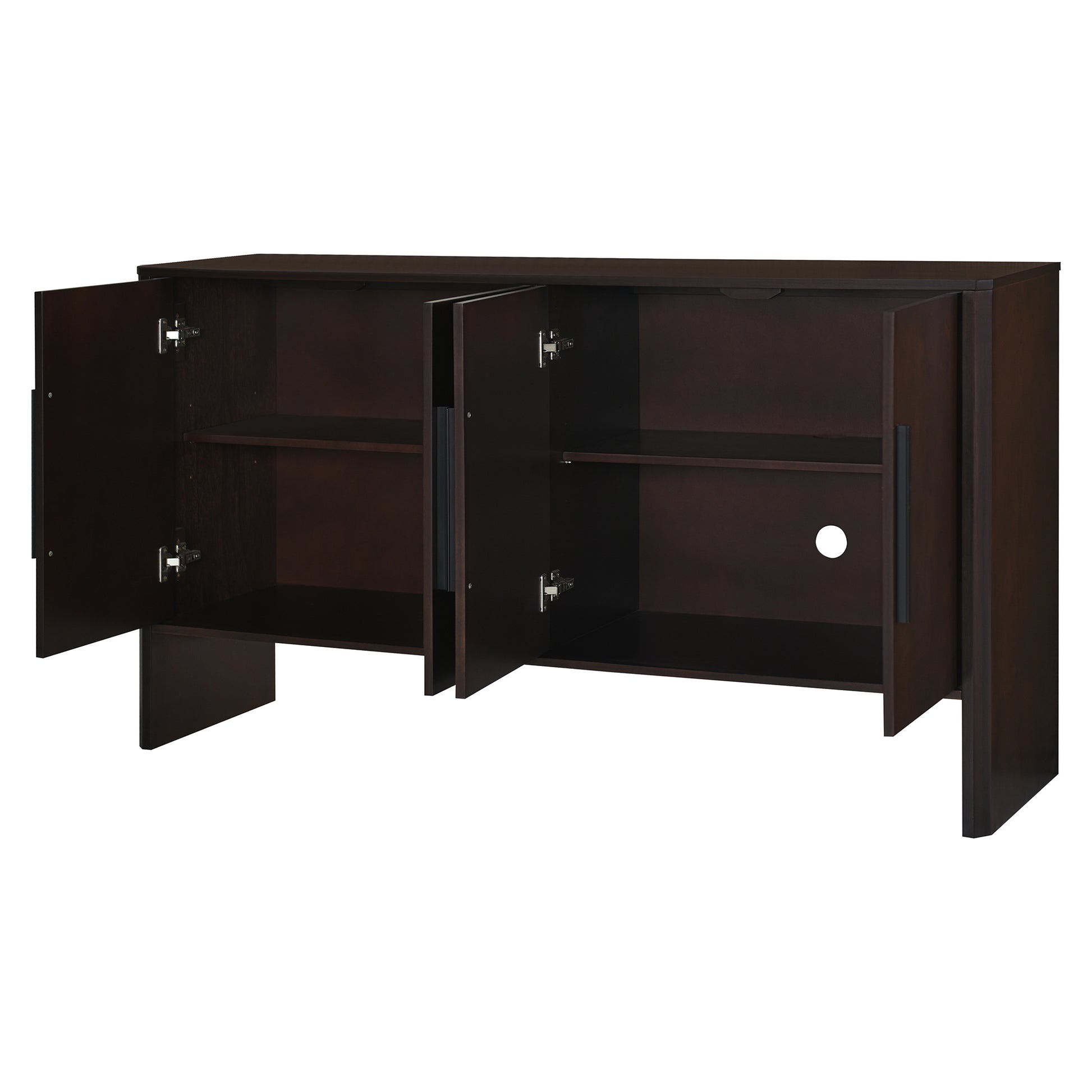4 Door Large Storage Retro Sideboard With Adjustable Shelves And Long Handles For Kitchen, Dining Room And Living Room Espresso Espresso Mdf