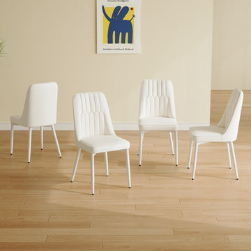 White Dining Chairs And Living Room Chairs. Metal Legs Provide Strong Support, Suitable For Kitchens, Living Rooms, And Restaurants. White Metal