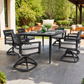 7 Piece Outdoor Patio Aluminum Furniture, Modern Dining Set, Including 6 Swivel Rockers Sunbrella Fabric Cushioned And Rectangle Dining Table With Umbrella Hole, Ember Black Yes Dining Set Ember