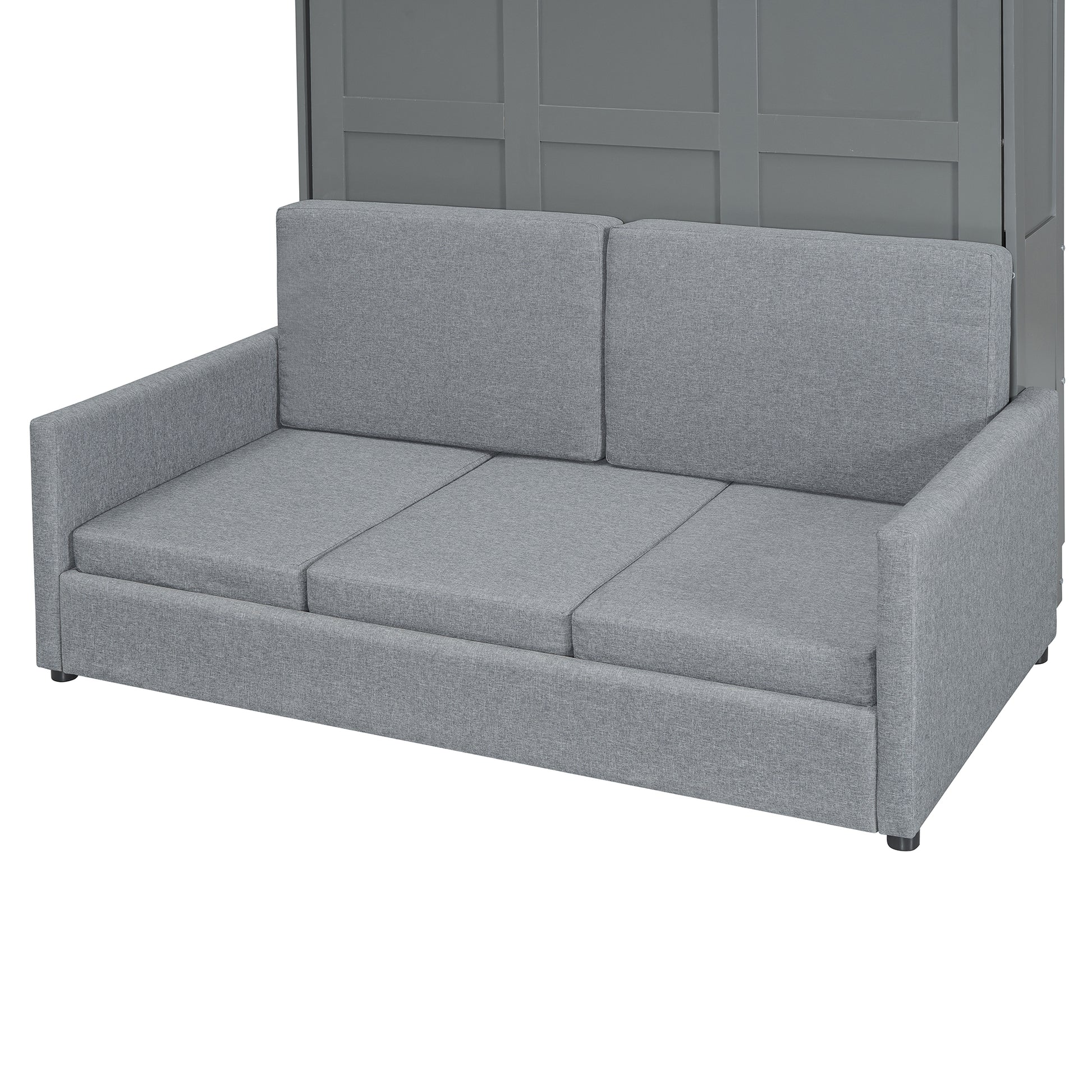 Full Size Murphy Bed Wall Bed With Cushion,Gray Full Gray Mdf Lvl