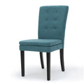 Dining Chair Aqua Blue Wood Fabric