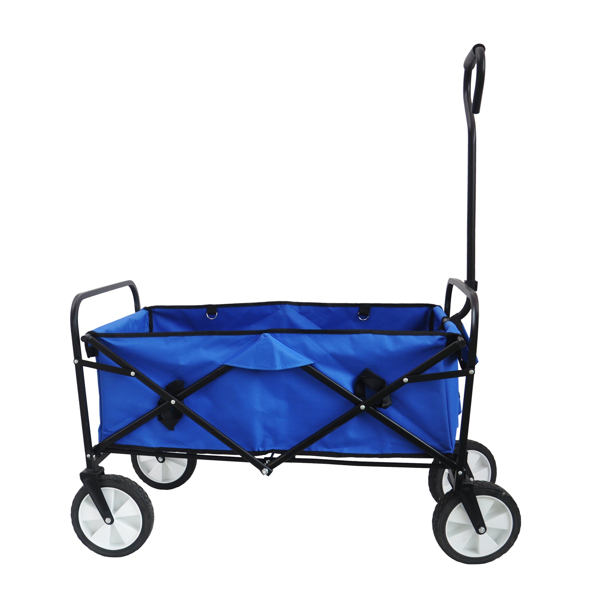 Folding Wagon Garden Shopping Beach Cart Blue Black Blue Marble Metal