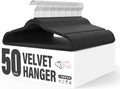 Velvet Hangers 50 Pack, Non Slip Clothes Hangers With Shoulder Notches, 360 Swivel Hooks, Heavy Duty Standard Hangers For Closet Space Saving, Black Black Velvet