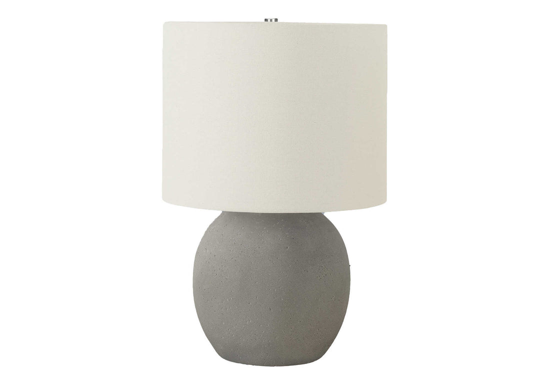 Lighting, 20"H, Table Lamp, Grey Concrete, Ivory Cream Shade, Contemporary Grey Concrete