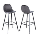 Bar Stools Set Of 2, 30 Inches Velvet Barstool Modern Counter Bar Height Chair With Back, Sturdy Metal Legs & Footrests, Easy Assembly, Island Stool For Kitchen Bar Dark Grey Velvet