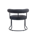 Coolmore Boucle Dining Chairs Set Of 2, Mid Century Modern Curved Backrest Chair, Round Upholstered Kitchen Chairs Carbon Black Boucle Carbon Black Foam Mdf Metal