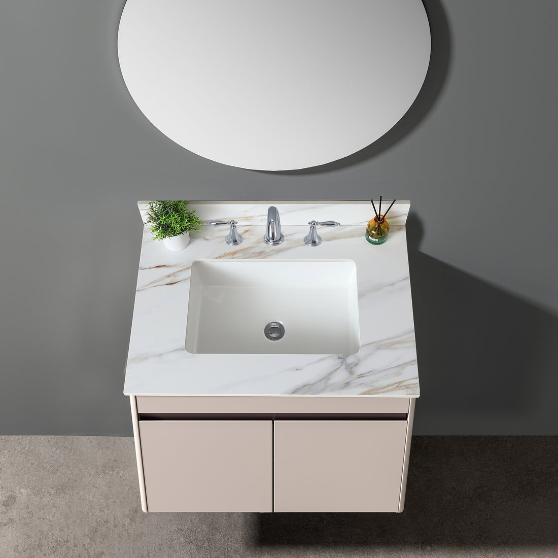 31 Inch Marble Vanity Top, Bathroom Vanity Top With Undermount Rectangular Middle Sink And 4" Height Backsplash, Pre Drilled 8 Inch Faucet Hole Spread Vanity Top, Carrara White With Veins White Marble American Design,American Traditional Sintered Stone