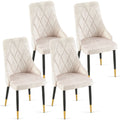 Beige Dining Chairs Set Of 4 Living Room Chair Modern Kitchen Armless Side Chair Metal Plaid Beige Dining Room Powder Coated Foam Dry Clean Modern Dining Chairs Solid Back Foam Velvet