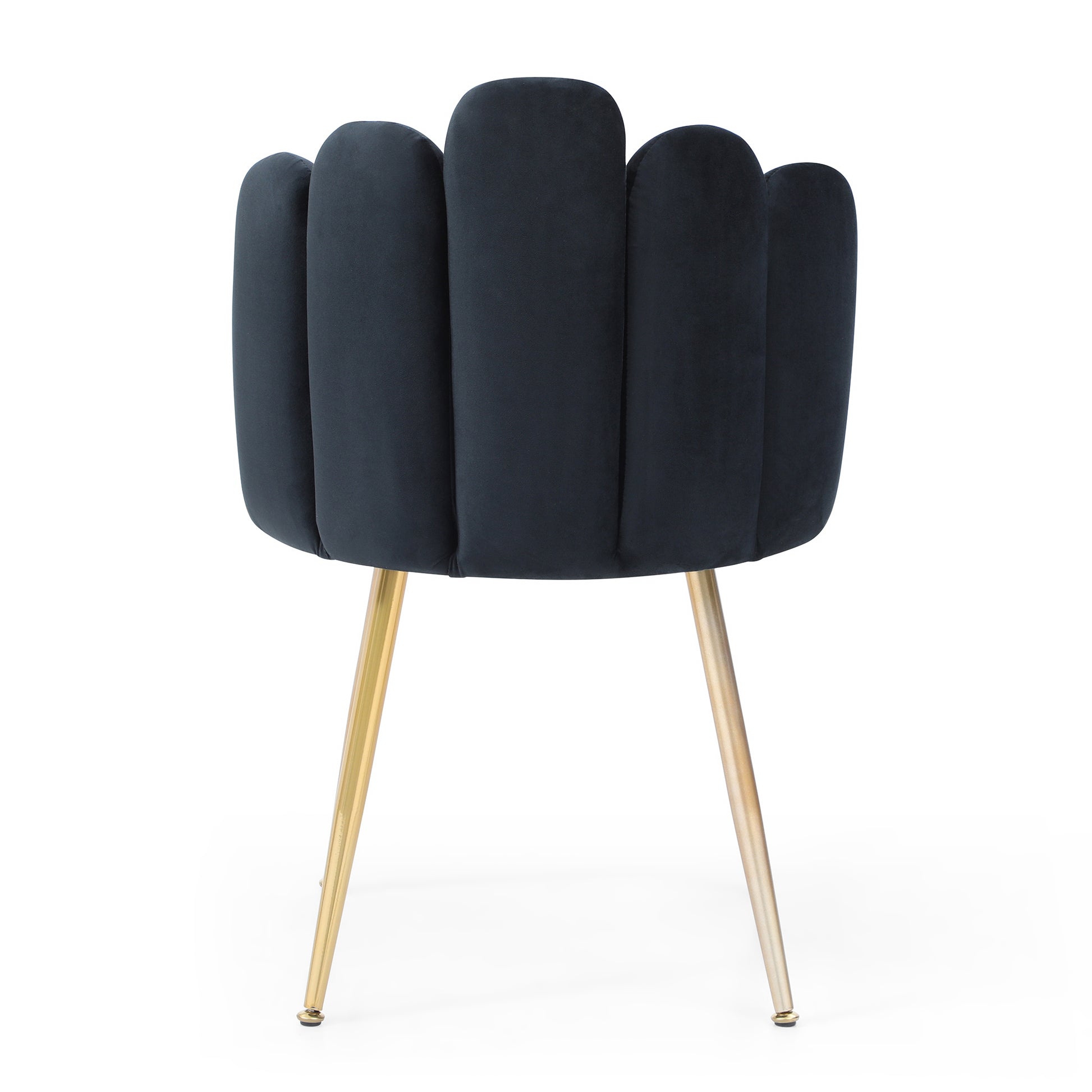 Modern Velvet Dining Chairs Set Of 2, Upholstered Woven Dining Chair With Golden Metal Legs, Upholstered Dining Chairs For Dining Room, Kitchen, Vanity, Living Room Black Primary Living Space Foam Velvet