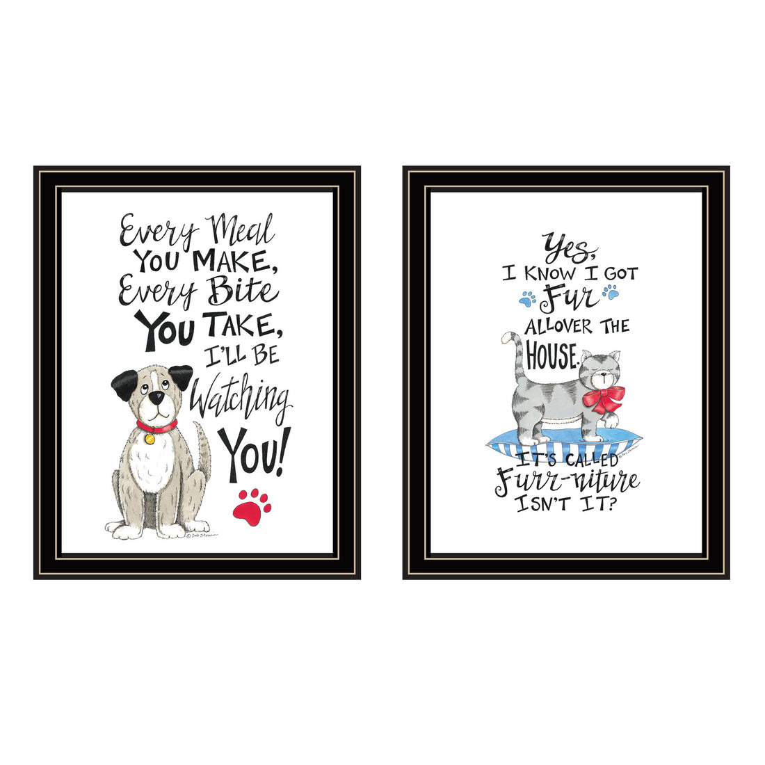 2 Piece Vignette It'S Called Furr Niture Isn'T It Black Framed Wall Art For Living Room, Bedroom Wall Art Print For Home Decor By Deb Strain Multicolor Wood Paper