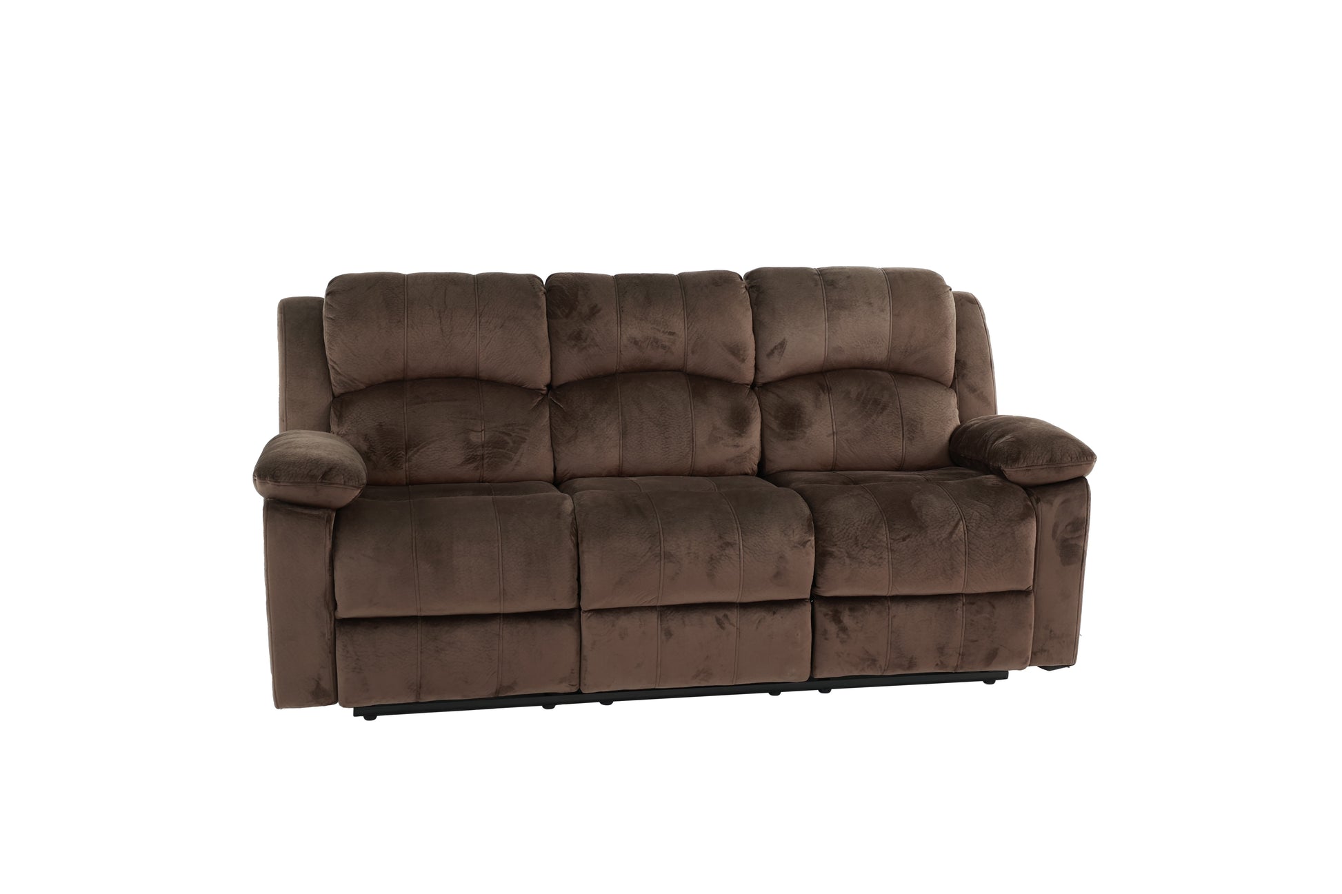 Comfortable Motion Sofa 1Pc Couch Living Room Furniture Chocolate Padded Suede Plush Cushion Metal Reclining Chocolate Suede Metal Primary Living Space Cushion Back Contemporary,Modern Pillow Top Arms Suede 3 Seat