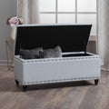 Storage Ottoman Light Grey Fabric