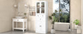 Tall Bathroom Storage Cabinet, Cabinet With Four Doors And Drawers, Adjustable Shelf, Mdf Board, White White Mdf