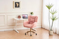 005 Teddy Fabric 360 Swivel Home Office Chair With Gold Metal Base And Universal Wheels,Pink Solid Pink Office Sponge Wipe Clean Modern Office Chairs Tufted Back Foam Swivel Teddy