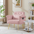Pink Velvet Armchair With Metal Legs Pink Foam Velvet