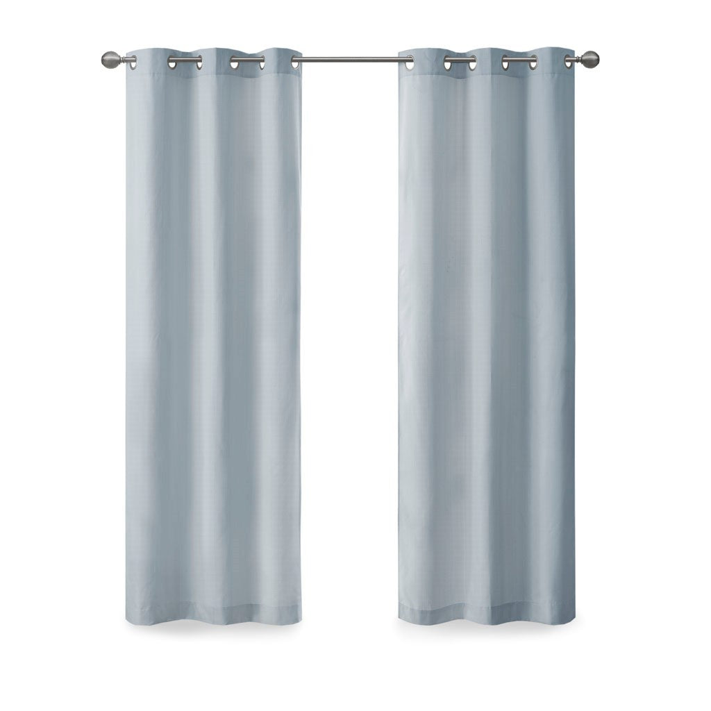 Basketweave Room Darkening Curtain Panel Pair 2 Pcs Window Panels Blue Polyester