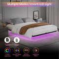 Floating Bed Frame Queen Size With Led Lights Charging Station, Metal Platform Queen Bed, 79.9'' L X 60.2'' W X 7.9'' H. Queen Black Iron