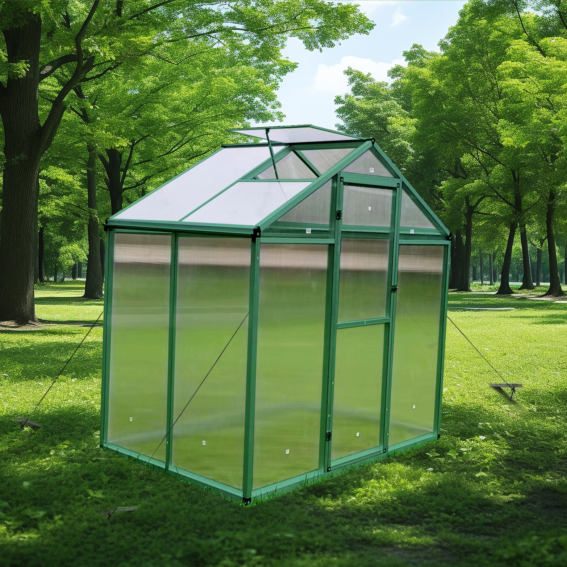 Newly Marketed Gain Height Windproofaluminum Greenhouse 6X4 Ft Polycarbonate Greenhouse Raised Base And Anchor Aluminum Heavy Duty Walk In Greenhouses For Outdoor Backyard In All Season Green Aluminium Alloy
