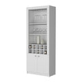 White Bar Cabinet With Wine Storage And Three Shelves Standard White White Shelves Included Wood