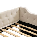 Full Size Upholstered Tufted Daybed With 2 Drawers, Beige Box Spring Not Required Full Beige Wood Daybeds Velvet Upholstered