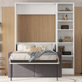 Twin Size Murphy Bed Wall Bed With Sofa,With Shelves,White Twin White Plywood