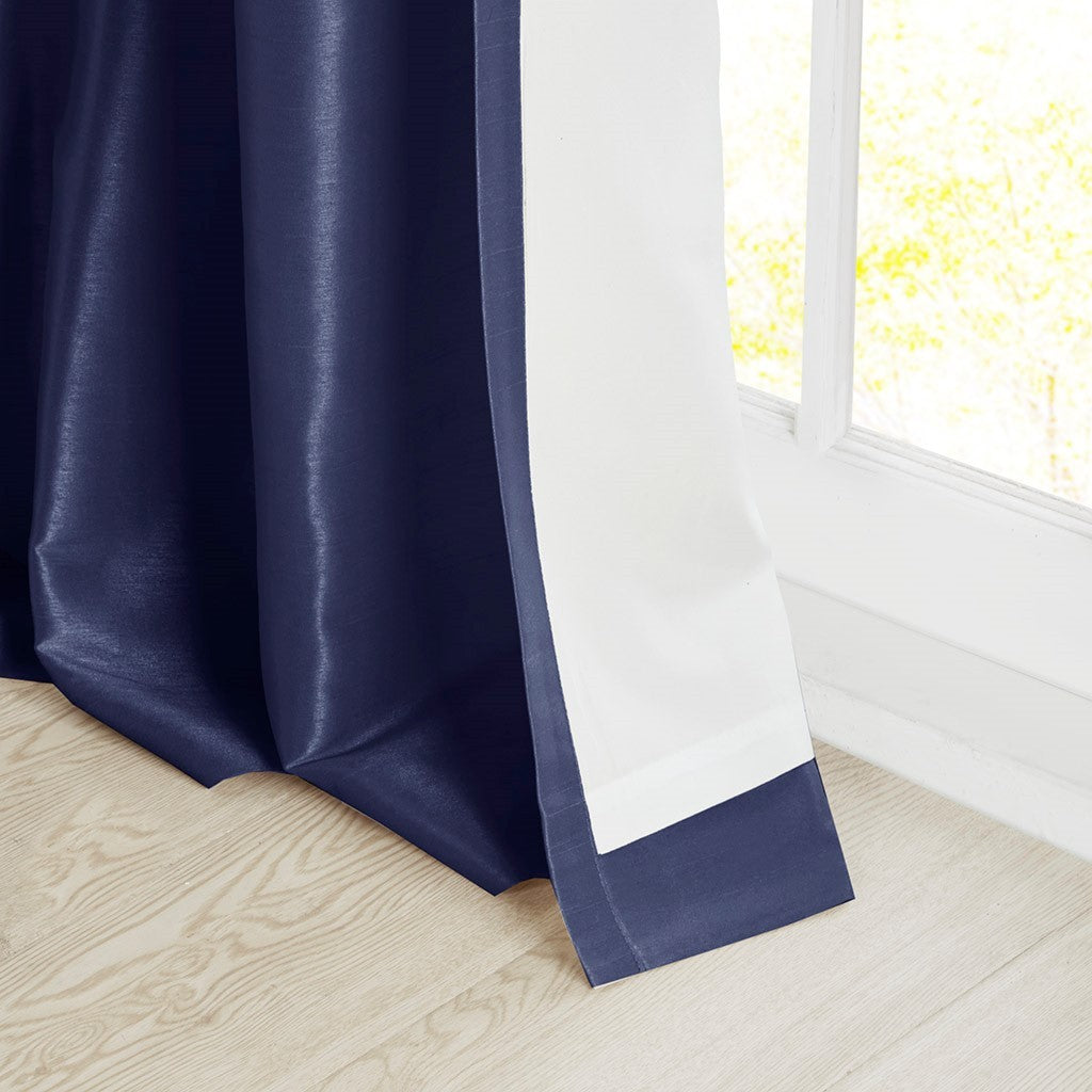 Twist Tab Lined Window Curtain Panel Only 1 Pc Panel Navy Polyester