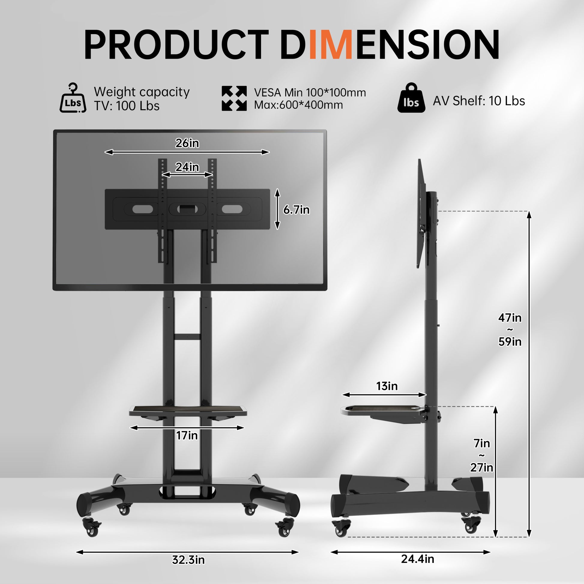 Fanco Universal Swivel Tv Stand For 32 80 Inch Tvs, Height Adjustable Table Top Tv Stand Mount With Tilt, Max Vesa 600X400Mm Black Black Primary Living Space 70 79 Inches Iron