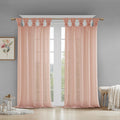 Floral Embellished Cuff Tab Top Solid Curtain Panel Only 1 Pc Panel Blush Linen