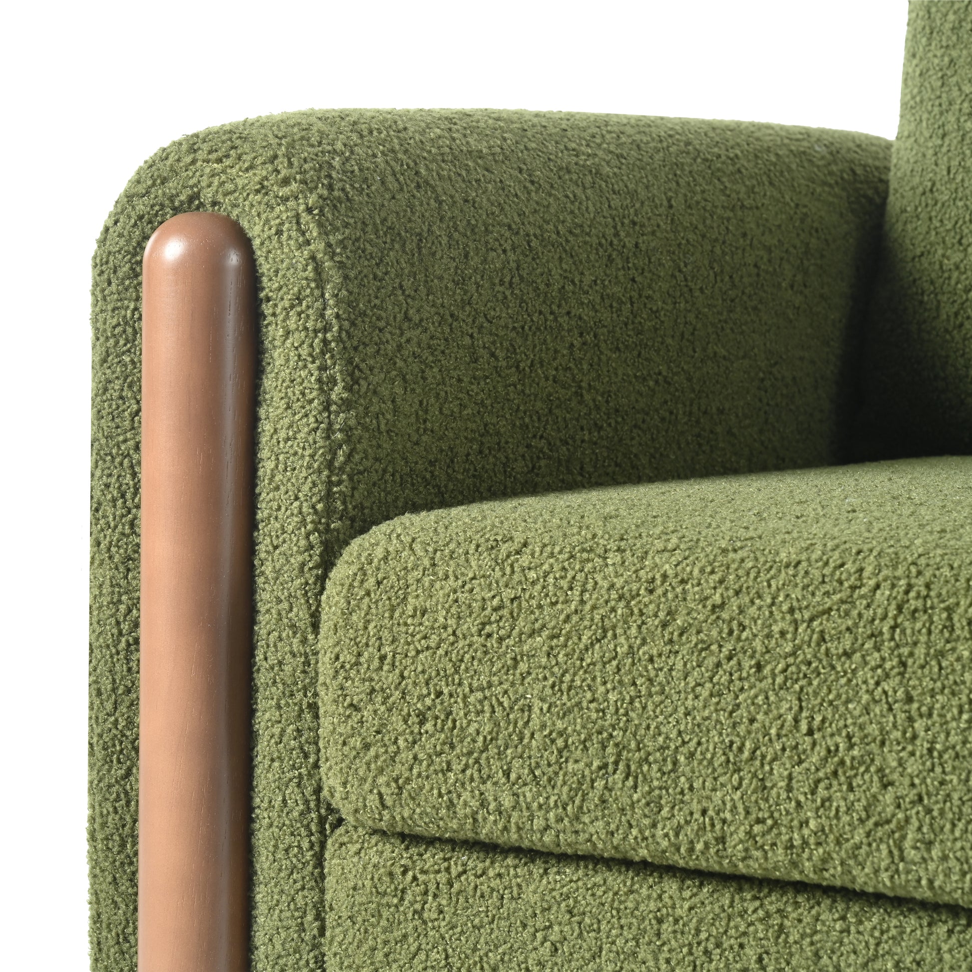 Oversized Accent Chair, Upholstered Living Room Chairs Single Sofa Chair With Walnut Legs, Curved Handrail, Green Green Teddy