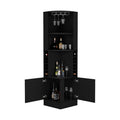 Corner Bar Cabinet Atanasio, Living Room, Black Black Particle Board Particle Board