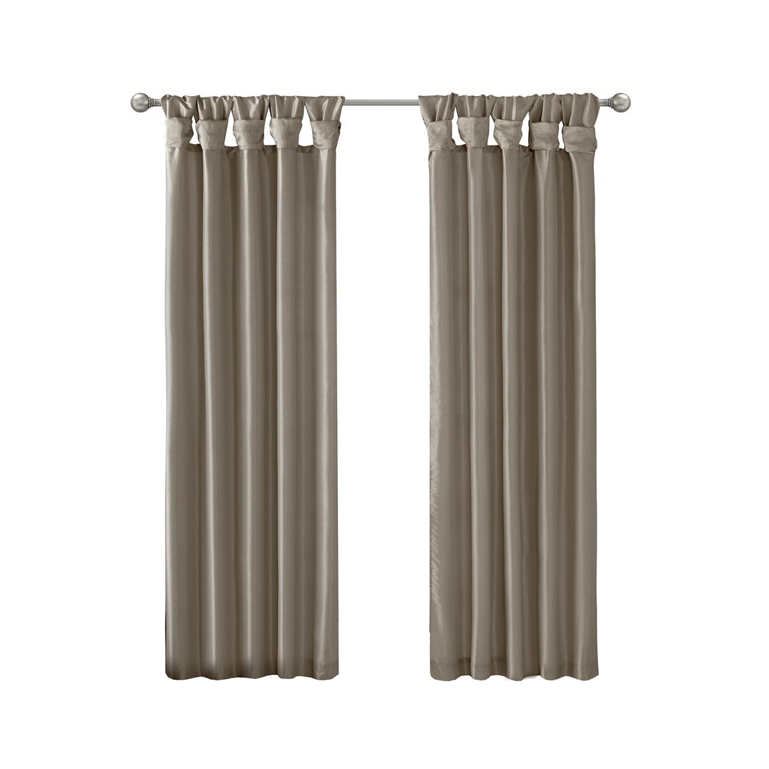 Twist Tab Lined Window Curtain Panel Only 1 Pc Panel Pewter Polyester