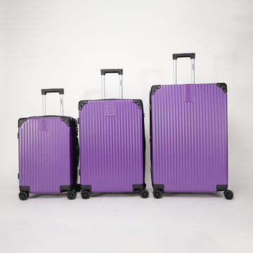 Long Holiday Luggage Set Of 3 Pieces 20.25.29 Inches Abs Hard Shell Luggage, With Password Lock Universal Wheel Lightweight Carry On Luggage Purple Abs