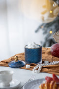 S 2 Glass Candy Jar With Lid, Christmas Candy Jar Containers, Blue Gold Blue Glass