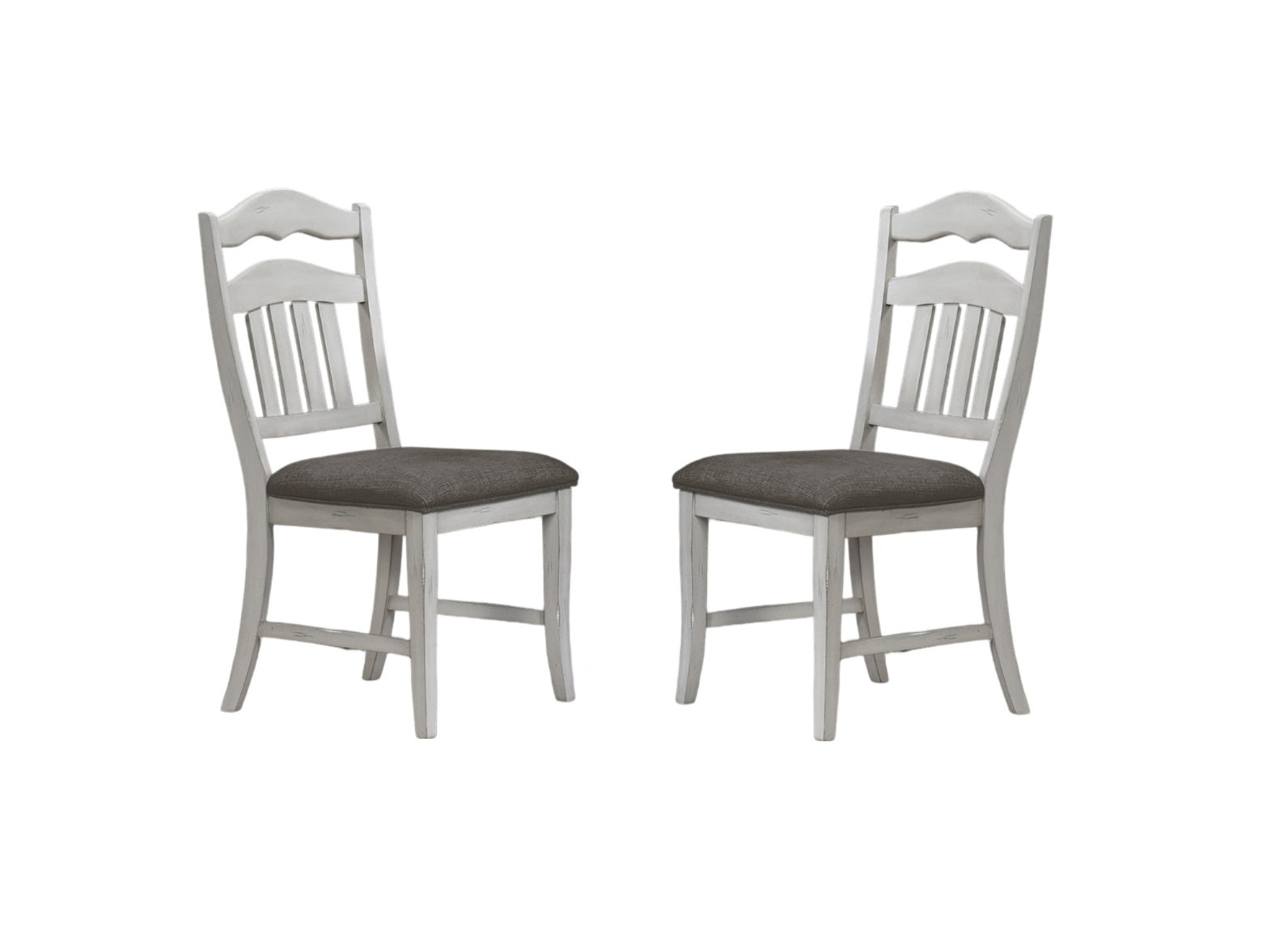 Contemporary Antique White Side Chairs Upholstered Cushion Seat Ladder Back 2Pc Dining Chairs Antique White Dining Room Foam Classic,Contemporary,Modern Dining Chairs Rubberwood Ladder Back Set Of 2