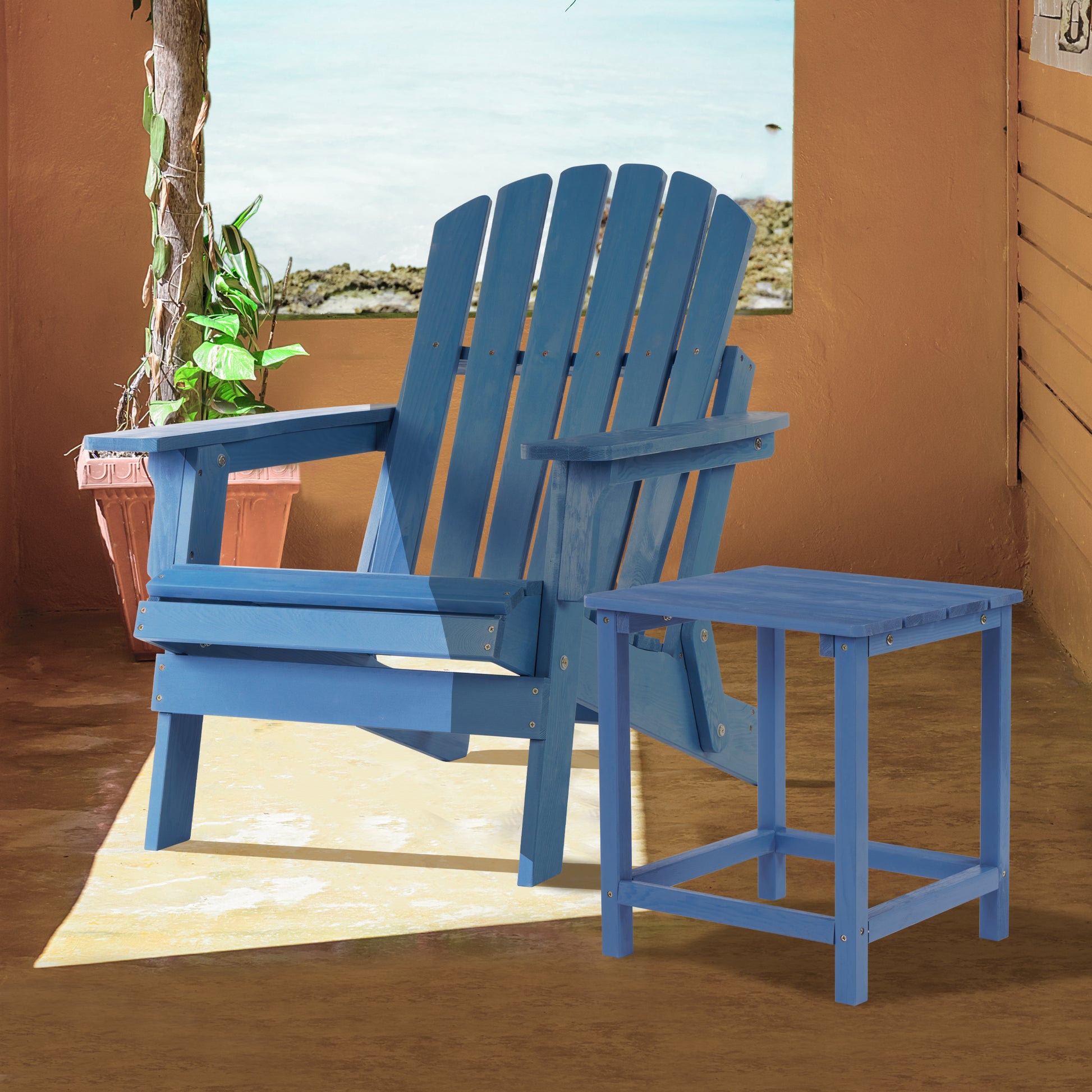 Oversize Wooden Outdoor Folding Adirondack Chair With Pre Assembled Backrest & Seatboard, Wood Patio Chair For Garden Backyard Porch Pool Deck Firepit No Adirondack Blue Garden & Outdoor Solid Wood