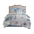 8 Piece Cotton Printed Comforter Set Blue Queen Queen Blue Polyester