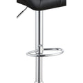 Adjustable Diamond Bar Stool With Chrome Base, Black ,Set Of 2 Black Silver Fabric Metal