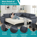 Arrived Sleeper Sofa, 2 In 1 Pull Out Couch Bed,6 Seater Sofa Bed, L Shaped Sleeper Sectional Sofa Couch,Riveted Sofa,104'' Large Combined Sofa Bed In Living Room, Dark Gray Gray Polyester Wood Primary Living Space Medium Soft Cushion Back Modern