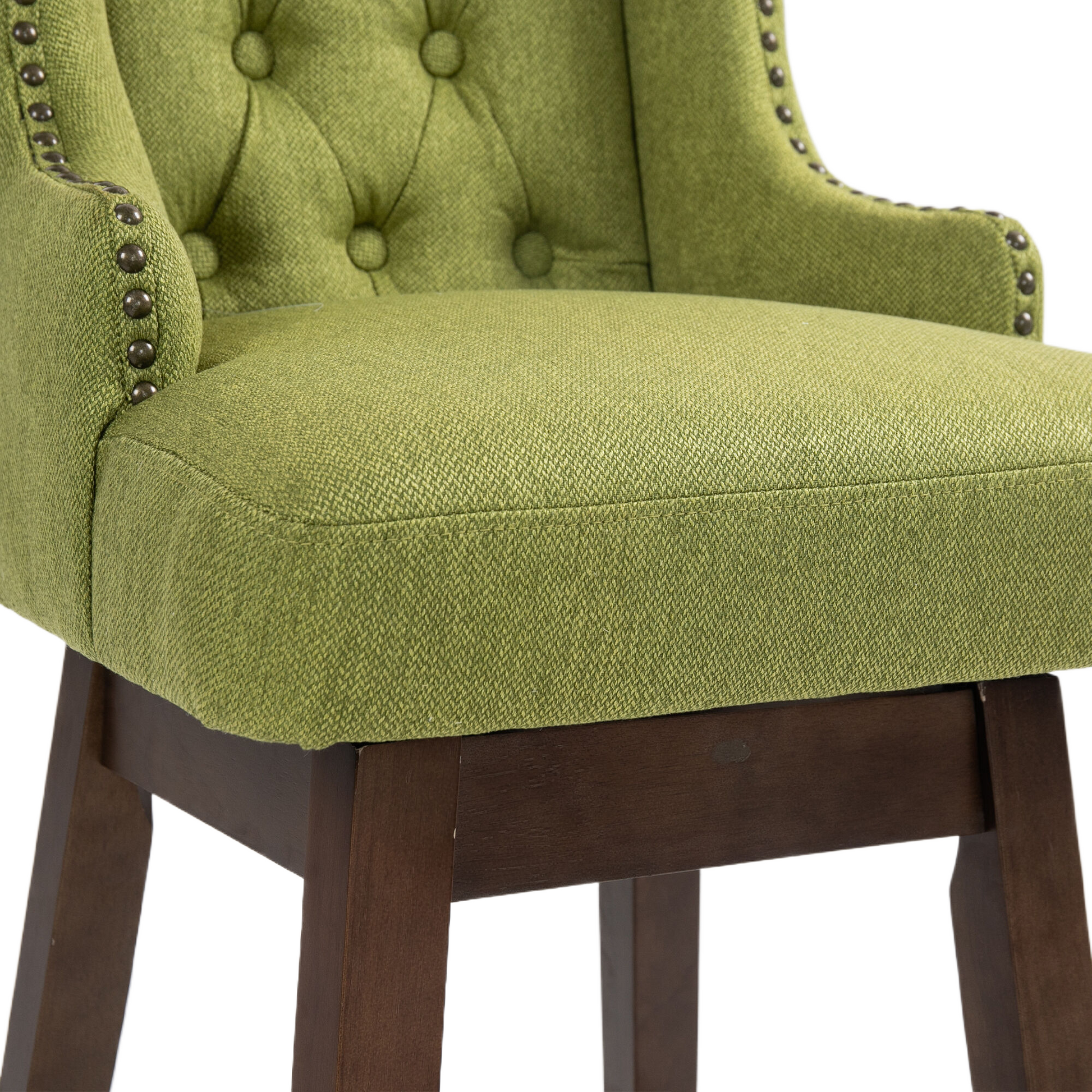 Coolmore Bar Stools Set Of 2 Counter Height Chairs With Footrest For Kitchen, Dining Room And 360 Degree Solid Wood Legs Swivel Bar Stools Set Of 2 Olive Linen Olive Foam Linen