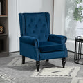 Coolmore Wood Frame Armchair, Modern Accent Chair Lounge Chair With Sturdy Wood Legs For Living Room Bedroom Navy Navy Foam Velvet