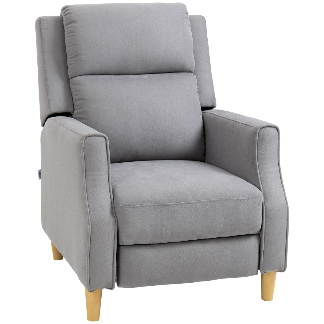Homcom Manual Recliner Chair With Footrest, Contemporary For Living Room Light Grey Linen