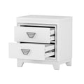 Elegant Nightstand With Metal Handle And Sparkling Shiny Decoration, Bedside Table With 2 Drawers For Bedroom, Living Room, White White 2 Drawers Mdf