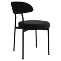 Boucle Upholstered Dining Chairs With Curved Backrest & Metal Legs Set Of 4, Black Metal Black Dining Room Foam Classic,Modern Dining Chairs Set Of 4 Or More Fabric Metal