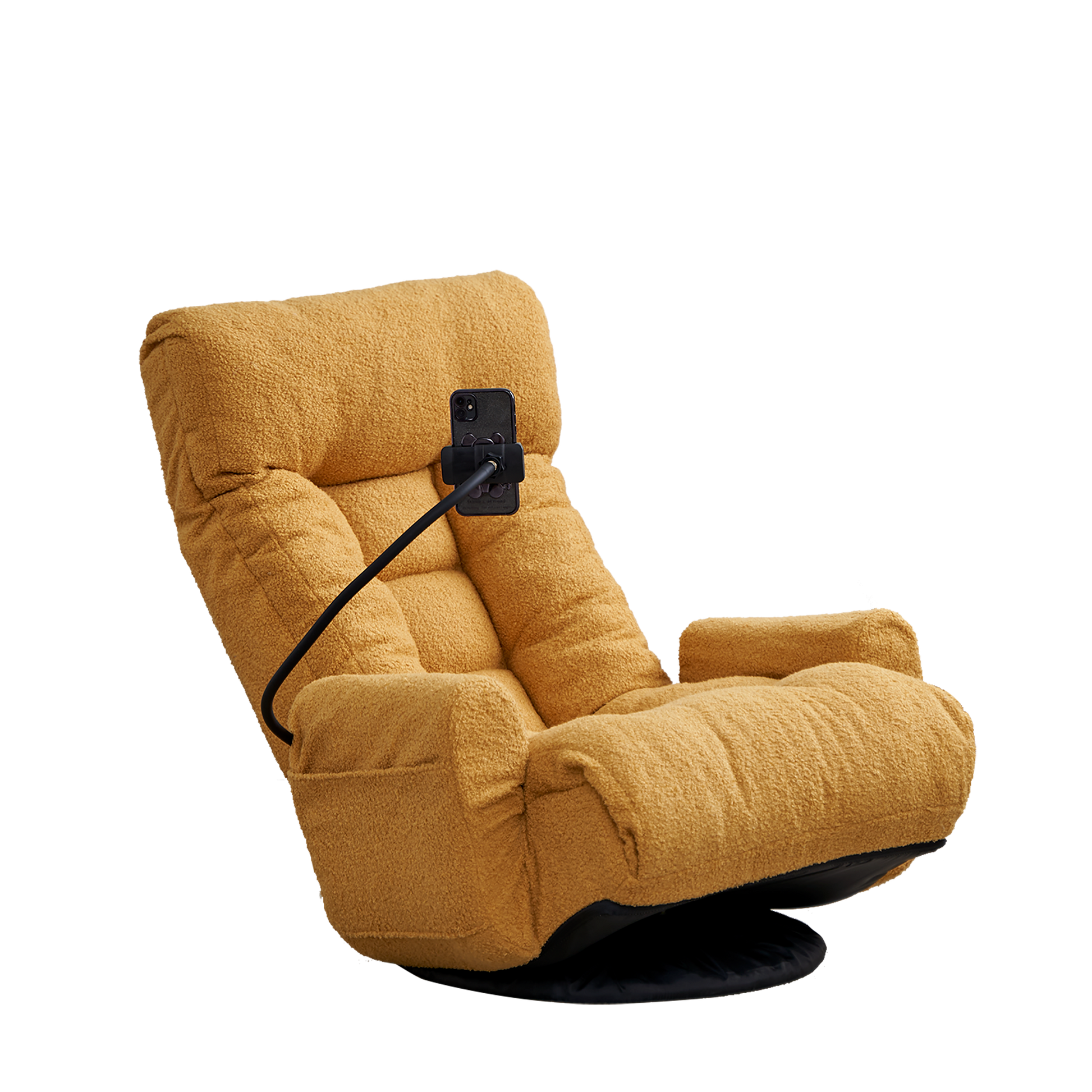 Adjustable Head And Waist, Game Chair, Lounge Chair In The Living Room, 360 Degree Rotatable Sofa Chair,Rotatable Seat Leisure Chair Deck Chair Yellow Metal Soft Cotton Metal