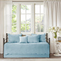 6 Piece Reversible Soped Edge Daybed Cover Set Blue Daybed Blue Polyester